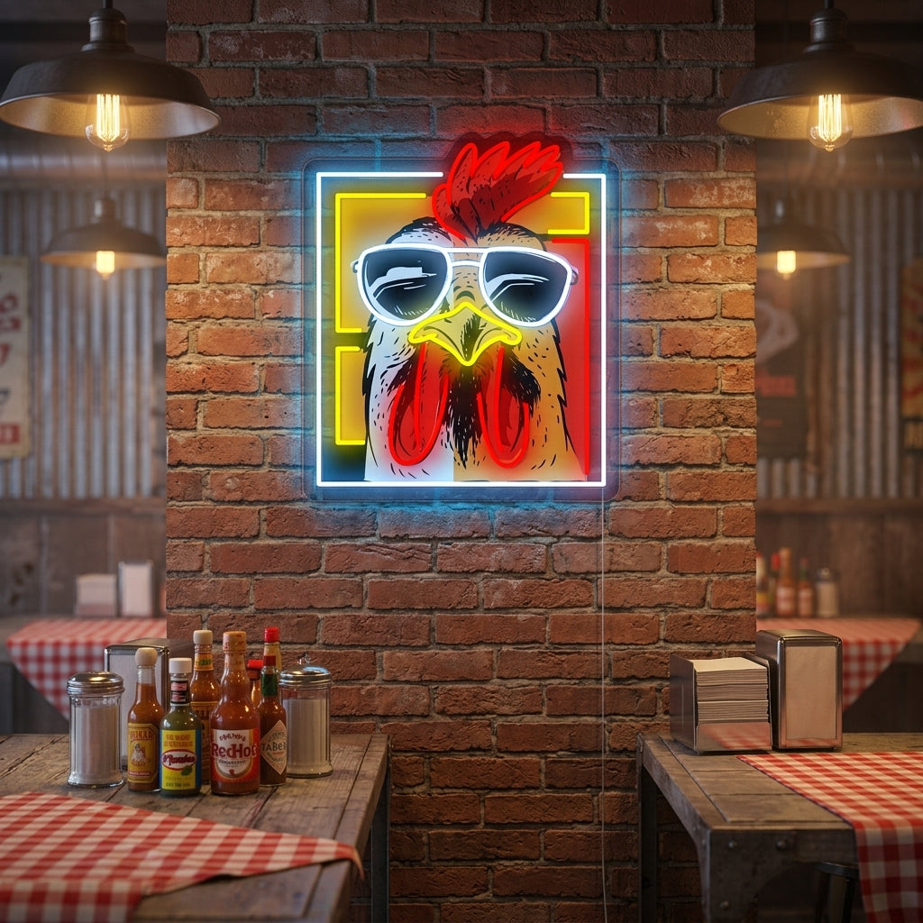"Chicken Hen Rooster" Neon Sign