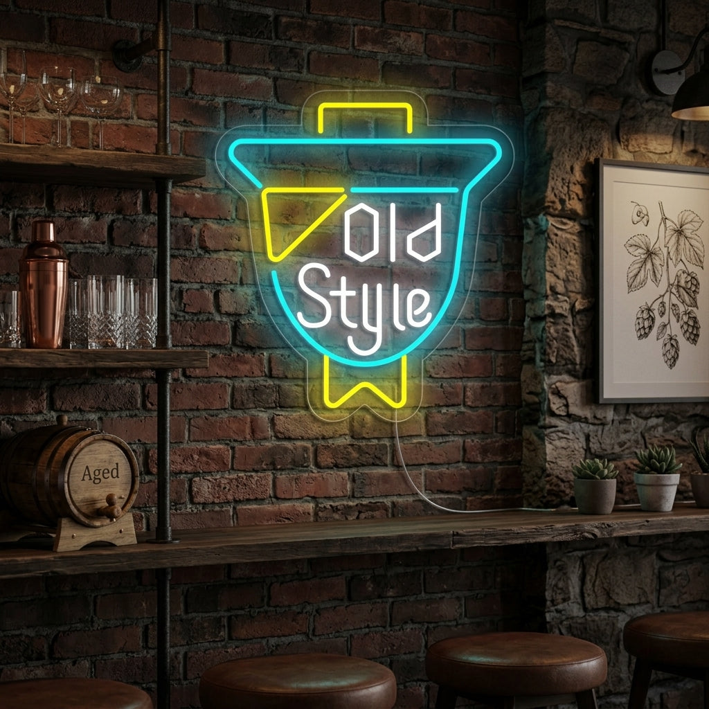 "Vintage OLD STYLE Beer Bar" Neon Sign