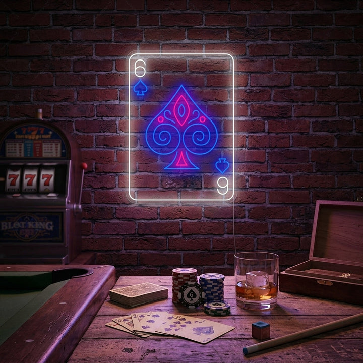 "Six Of Spades Playing Card" Neon Sign