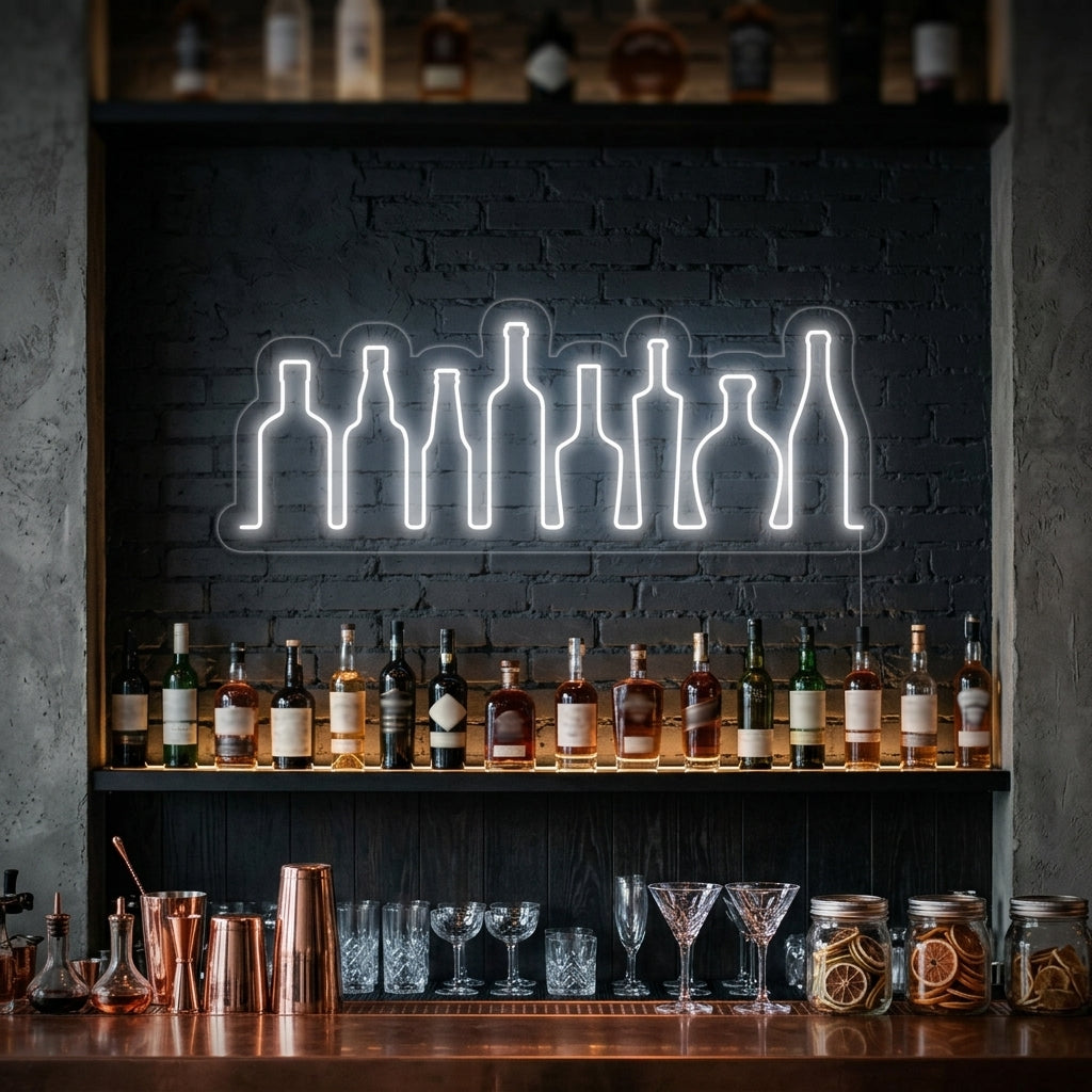 "Bar Menu Bottles" Neon Sign
