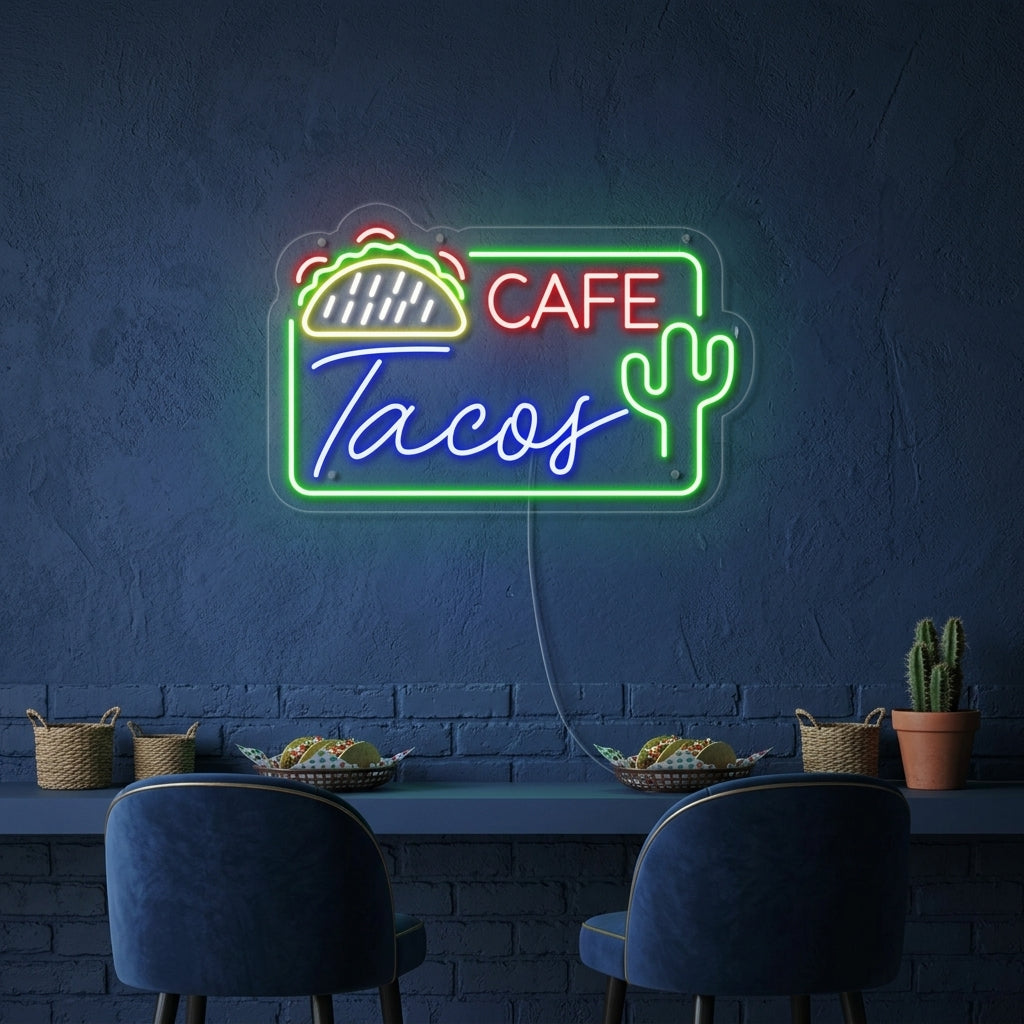 "MEXICAN CAFE TACOS" Neon Sign