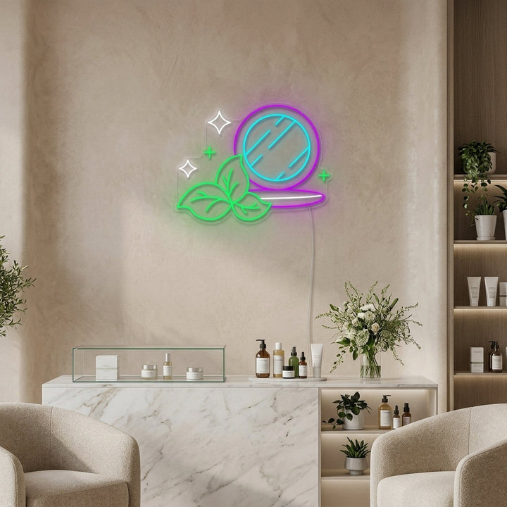 "Organic Cosmetics Makeup Powder" Neon Sign