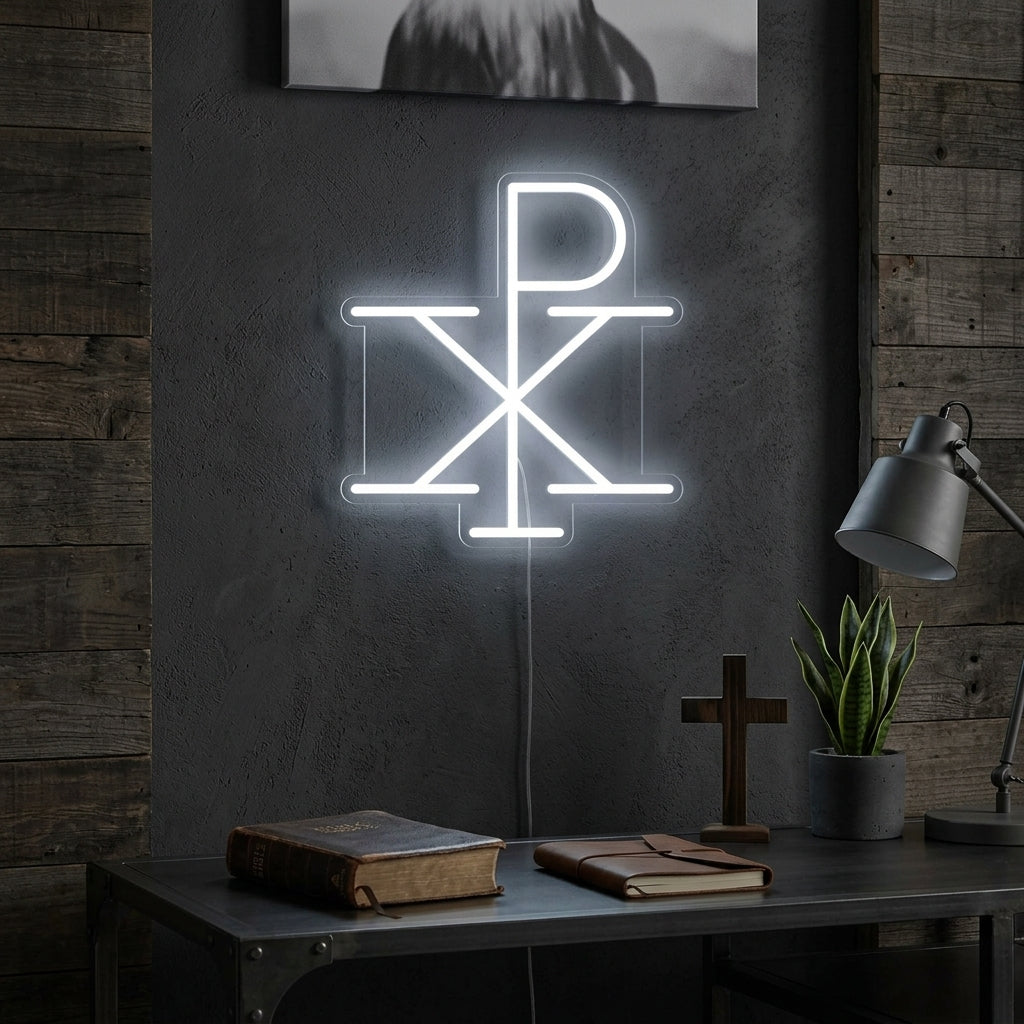 "Jesus Monogram of Christ Chi Rho" Neon Sign
