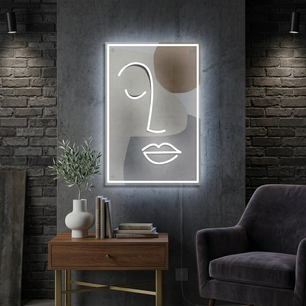 "Abstract Human Closed Eye, UV Print" Neon Sign