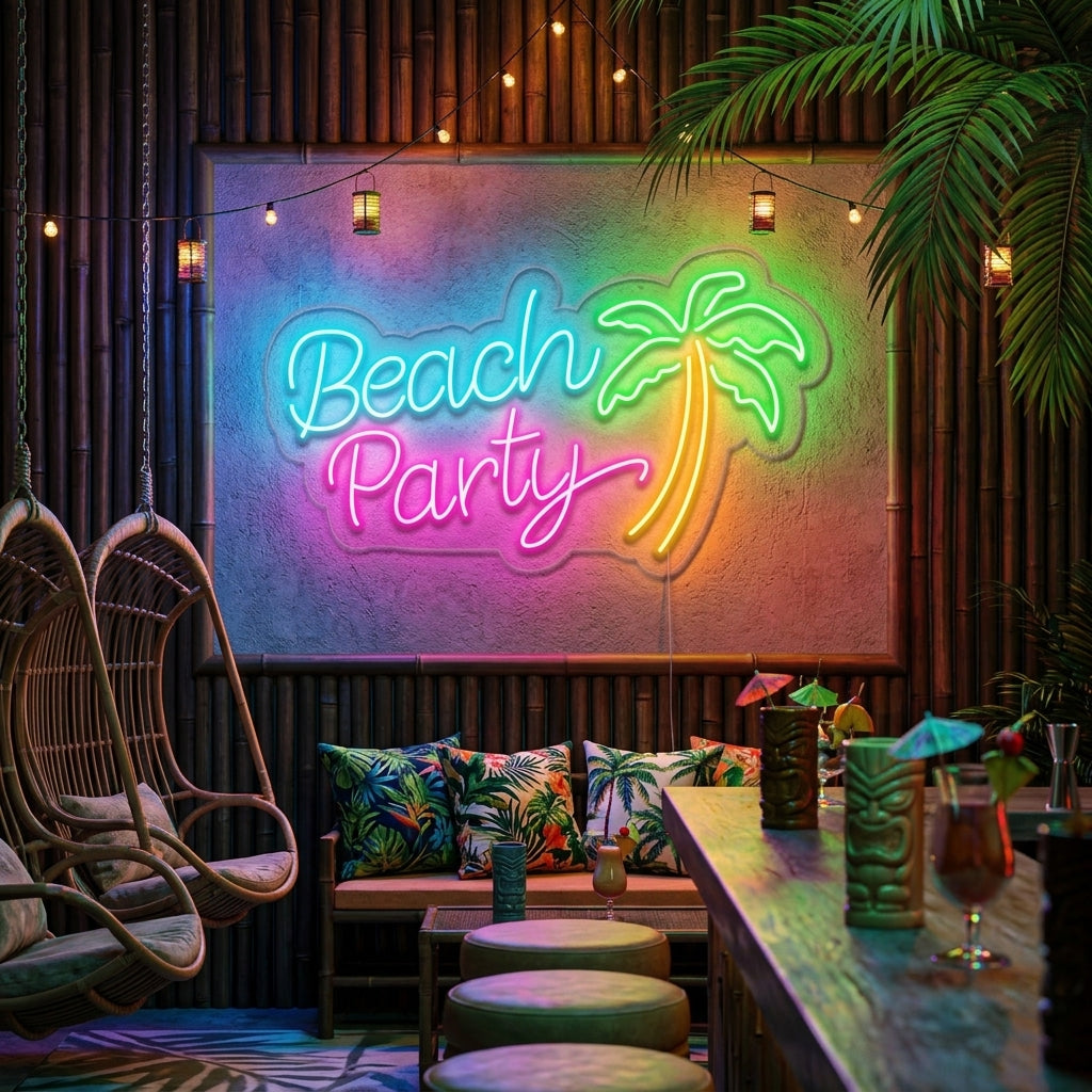 "Beach Party Plam Tree" Neon Sign