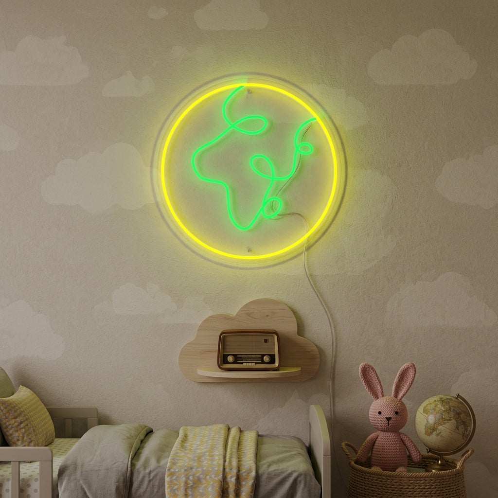 "Planet Earth, Kids Room Decor" Neon Sign
