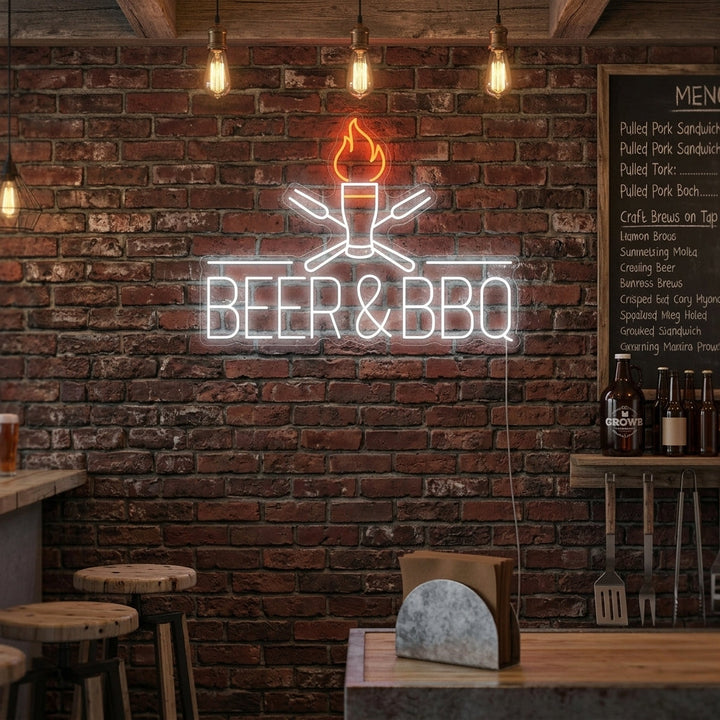 "Beer And BBQ" Neon Sign
