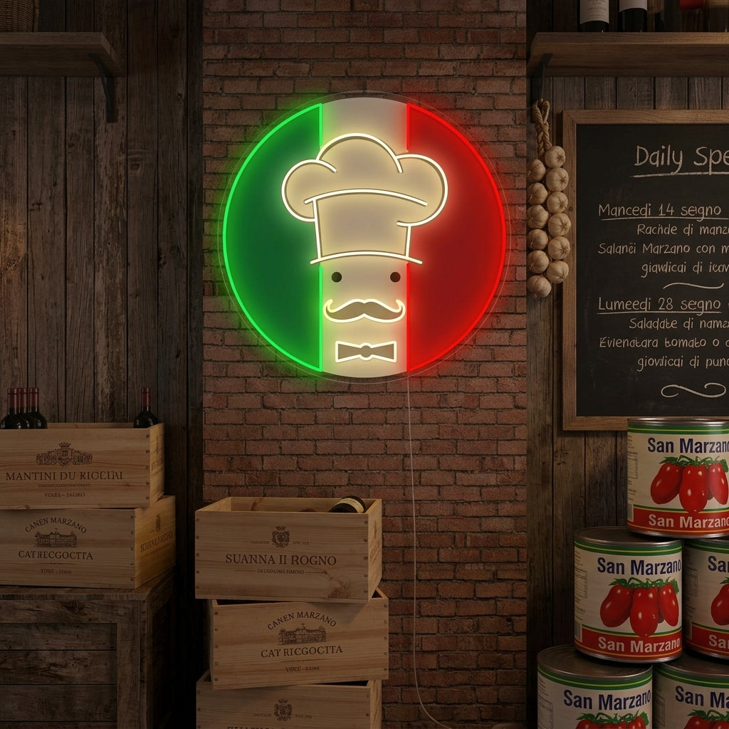 "Chef Italian Restaurant Logo" Neon Sign