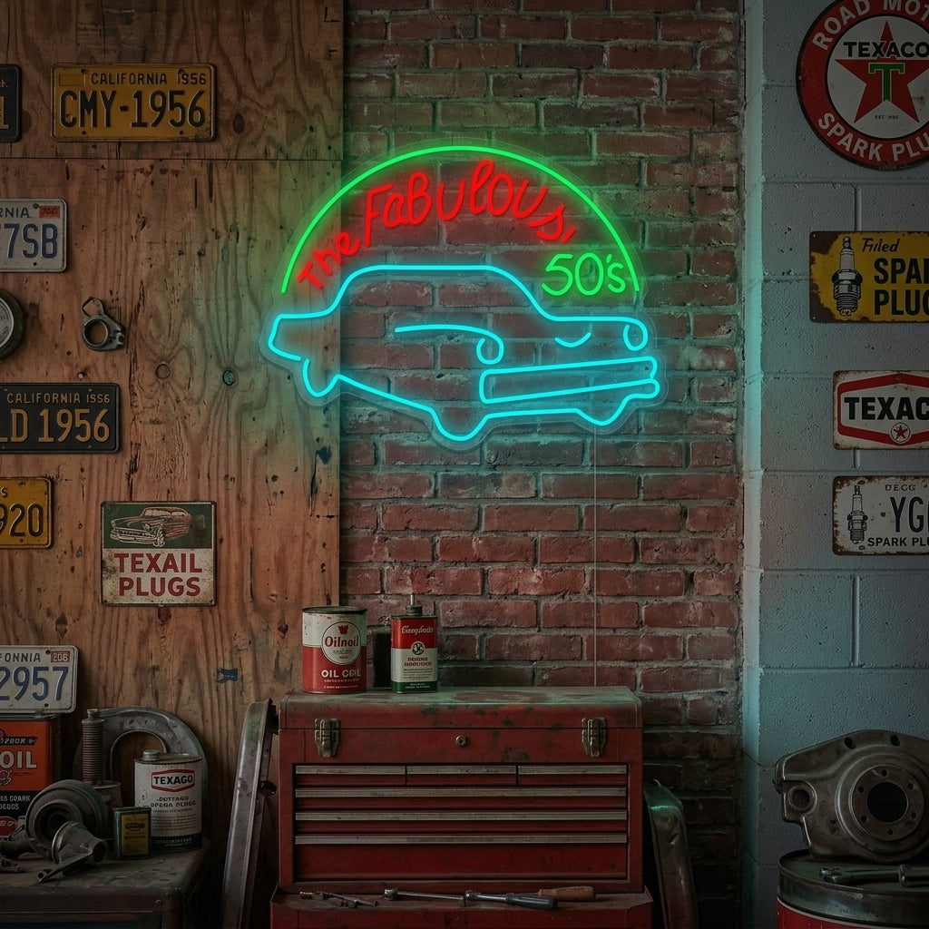 "Fabulous 50S For Garage Man Cave" Neon Sign