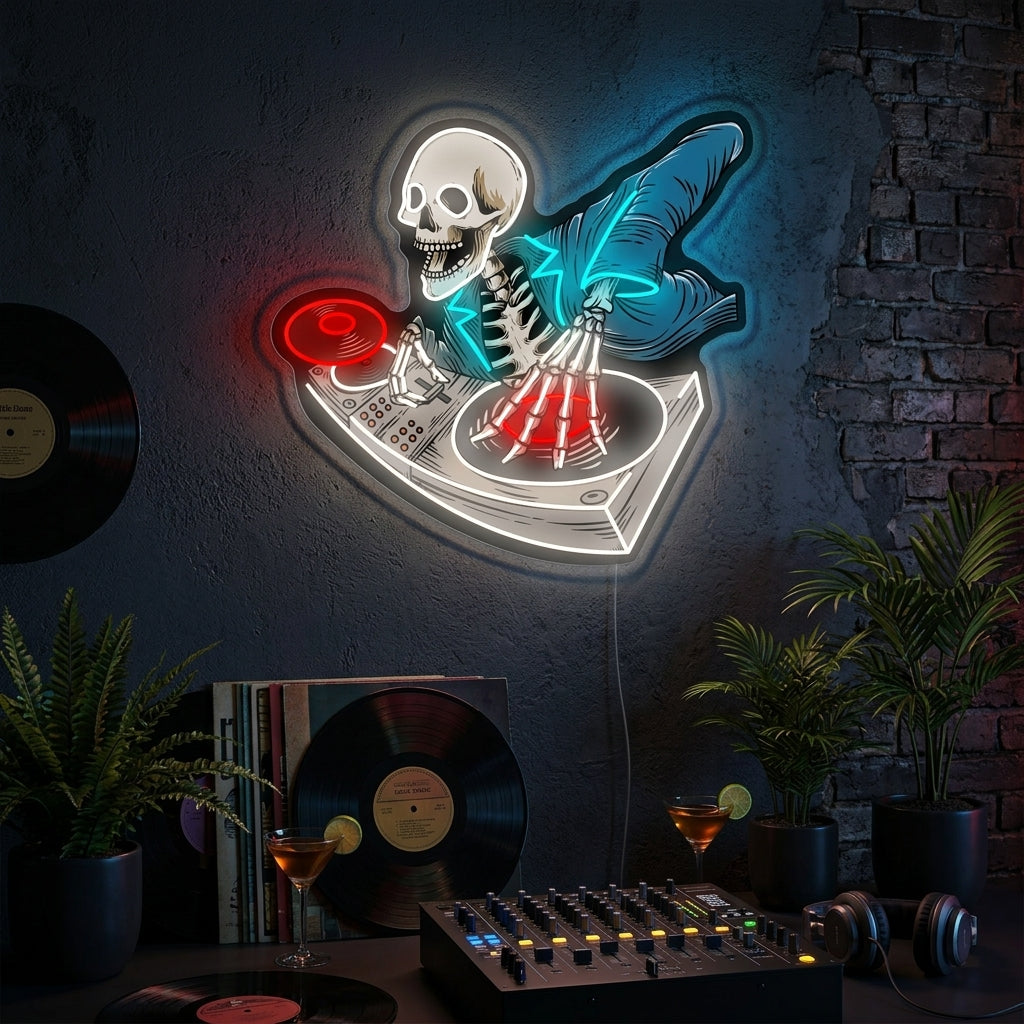 "Skeleton Dj" Neon Sign