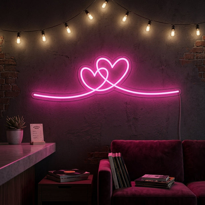 "Double Heart" Neon Sign