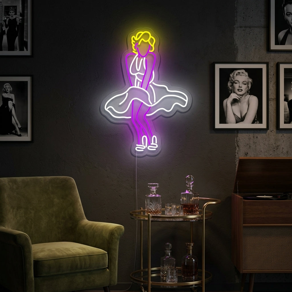 "Flying Skirt Dancing Girl" Neon Sign