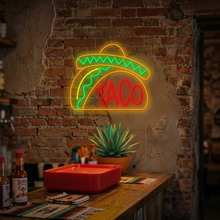 "Mexican Hat Taco" Neon Sign
