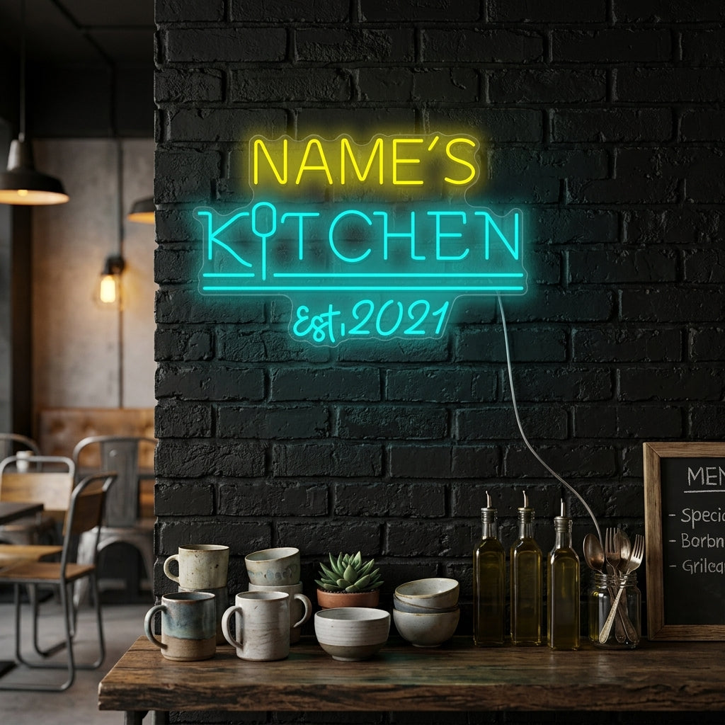 "Custom Kitchen Logo" Neon Sign