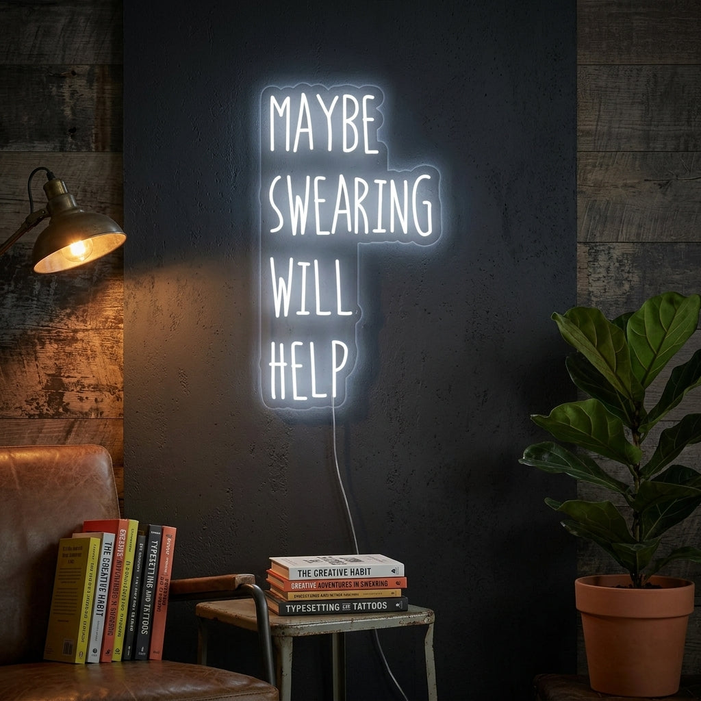 "Maybe Swearing Will Help" Neon Sign
