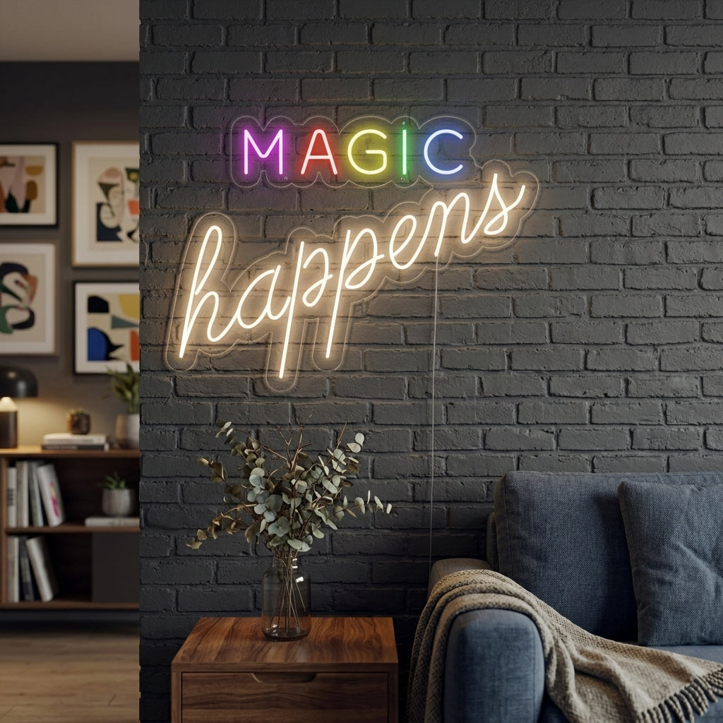 "Magic Happens" Neon Sign