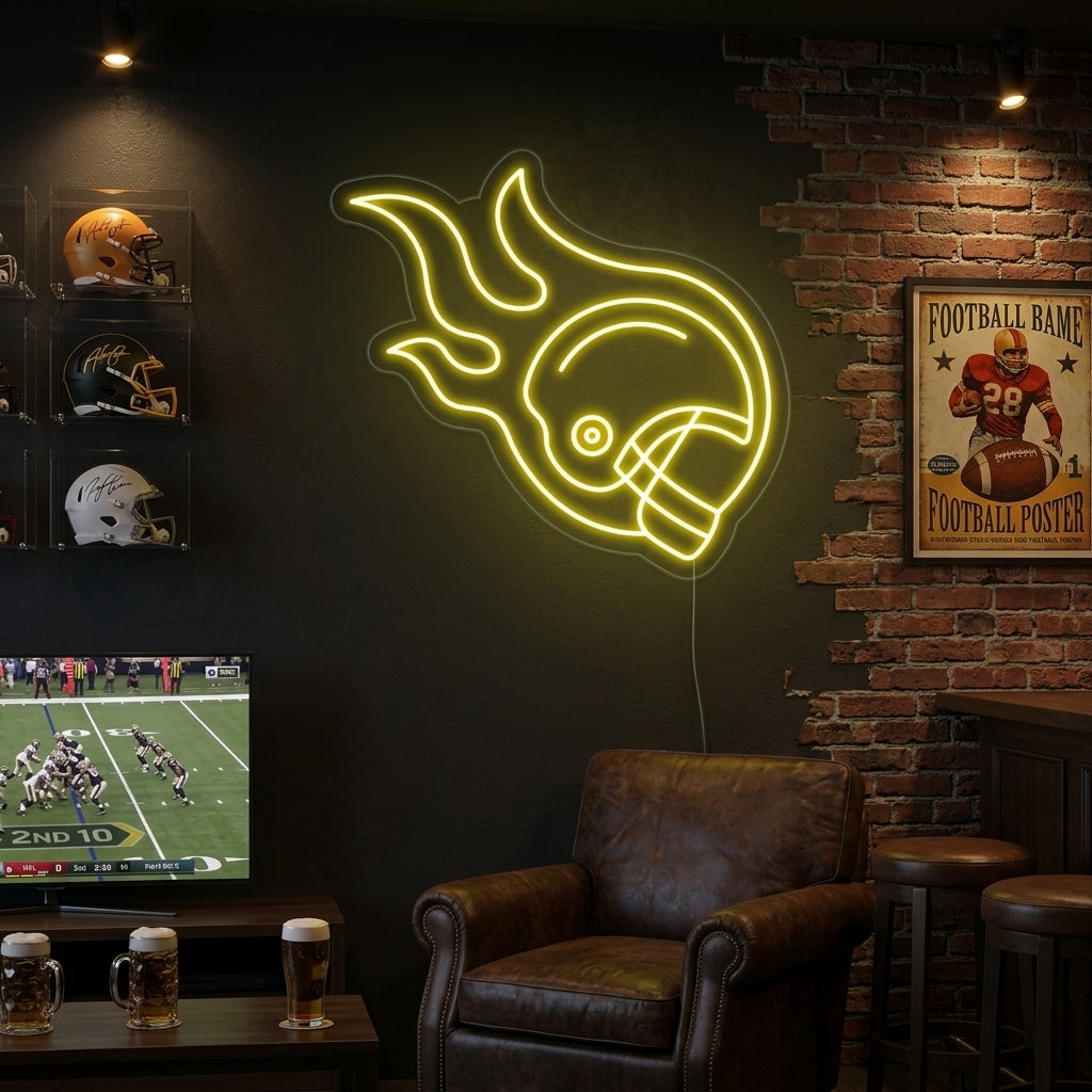"Rugby Players Helmet" Neon Sign