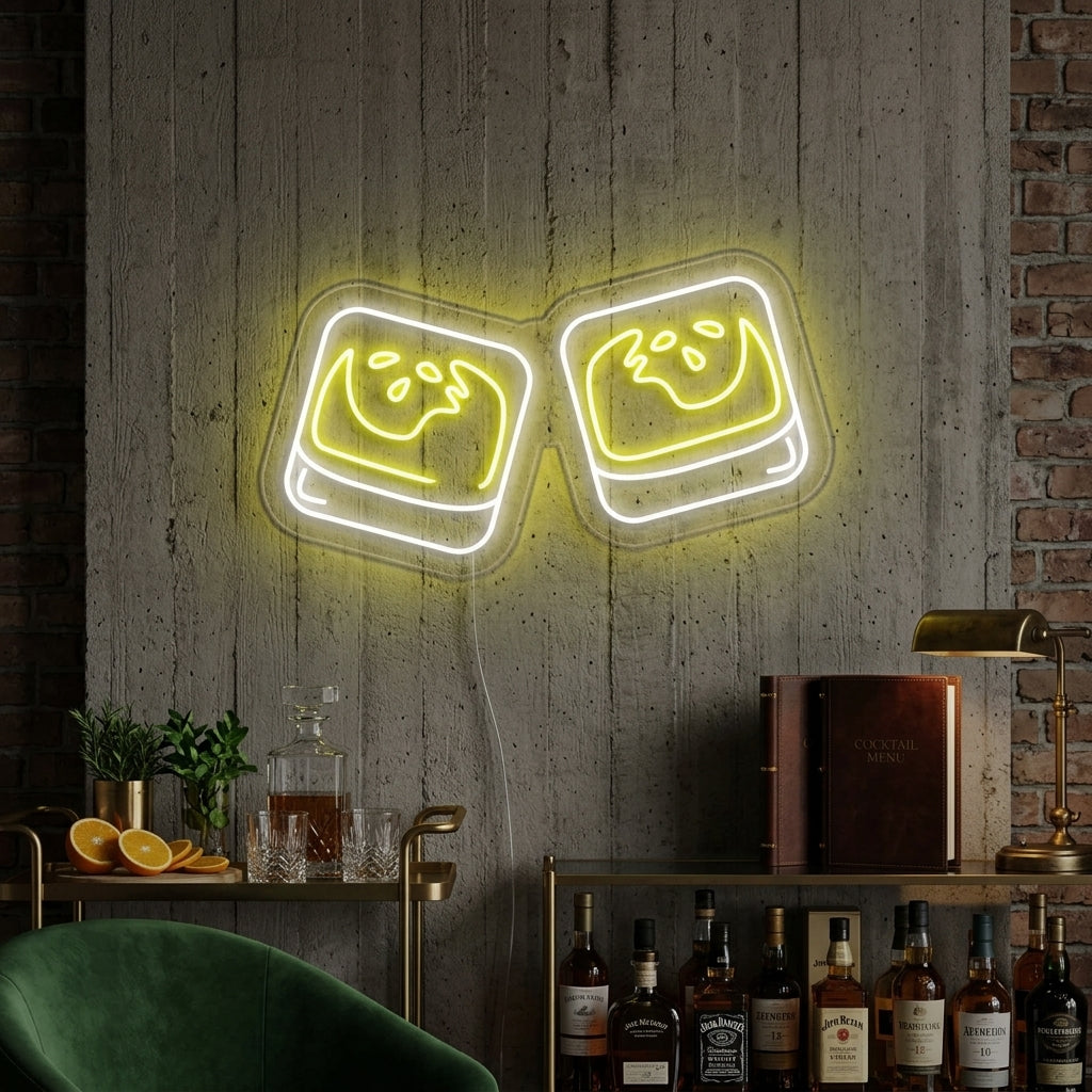 "Two Clinking Scotch" Neon Sign