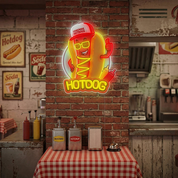 "Hotdog Mascot" Neon Sign