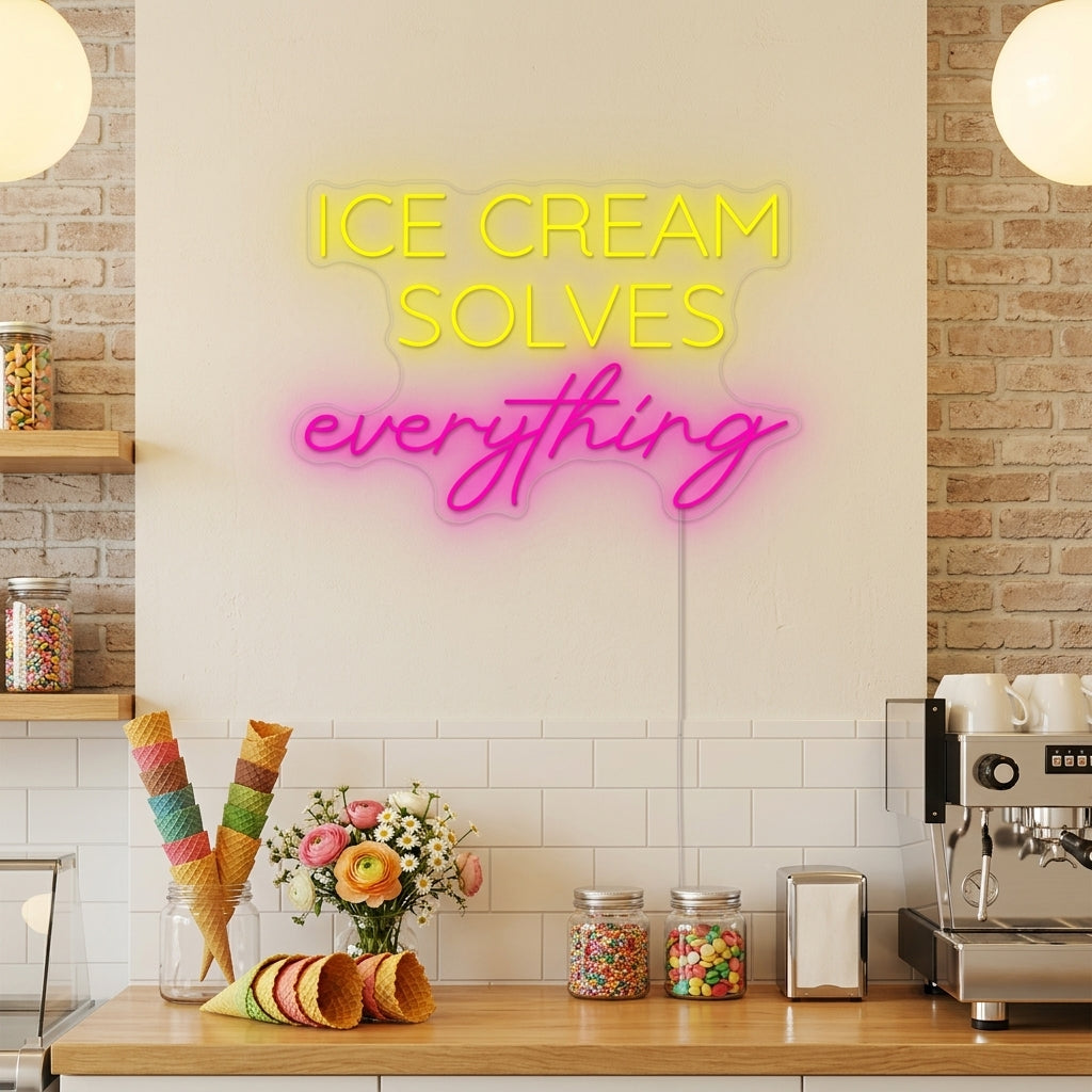 "Ice Cream Solves Everything" Neon Sign