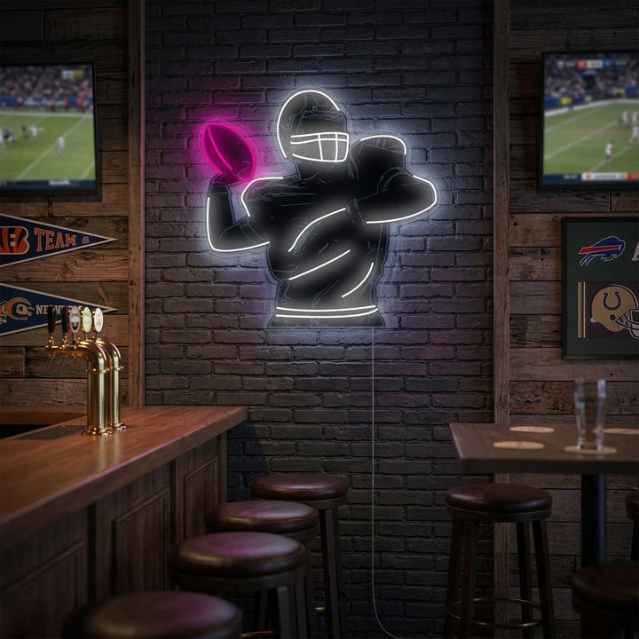 "Abstract Silhouette Of A American Football Player" Neon Sign