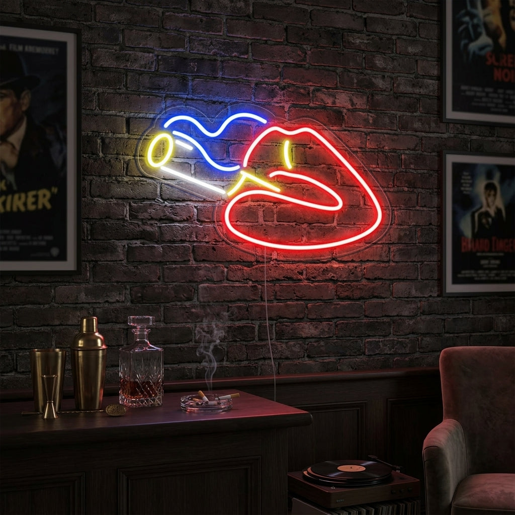 "Lips Smoking" Neon Sign