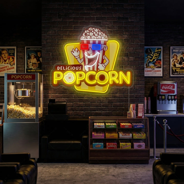 "Delicious Popcorn" Neon Sign