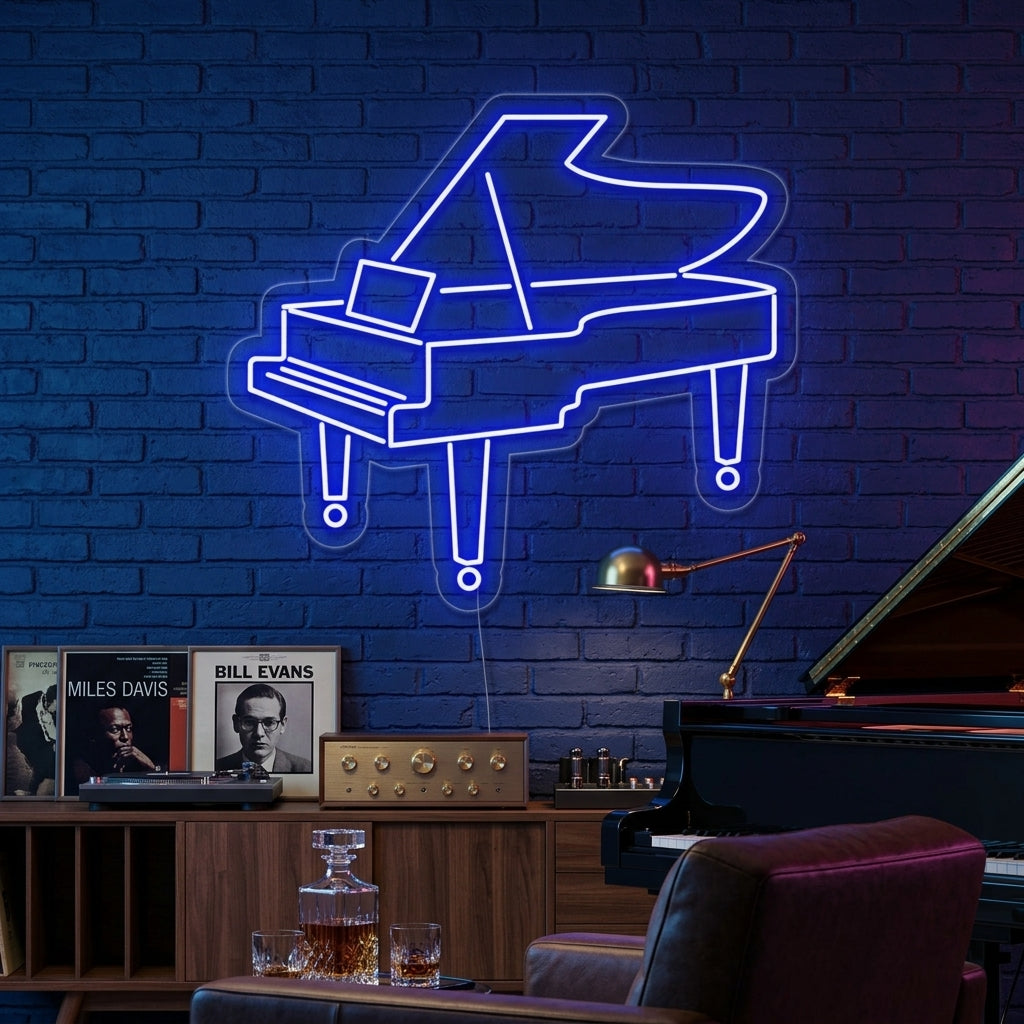 "Contour Grand Piano" Neon Sign