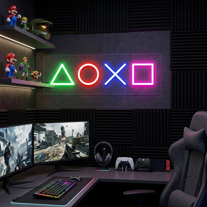 Gaming Button Geometry Neon Sign
