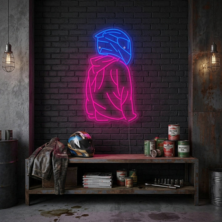 "Motorcyclist" Neon Sign