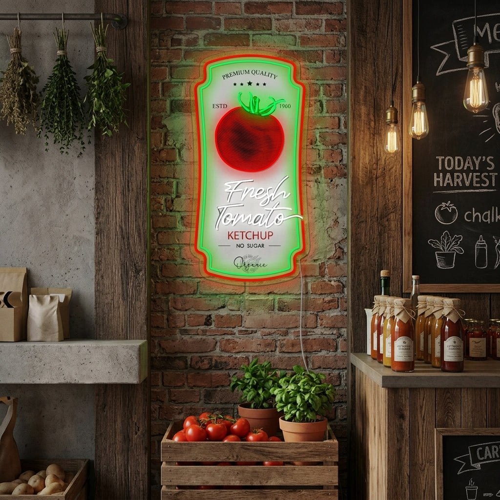 "Tomato Ketchup Sauce Badge" Neon Sign