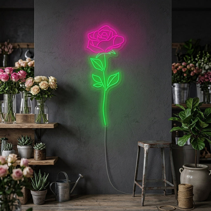 "Pink Rose" Neon Sign