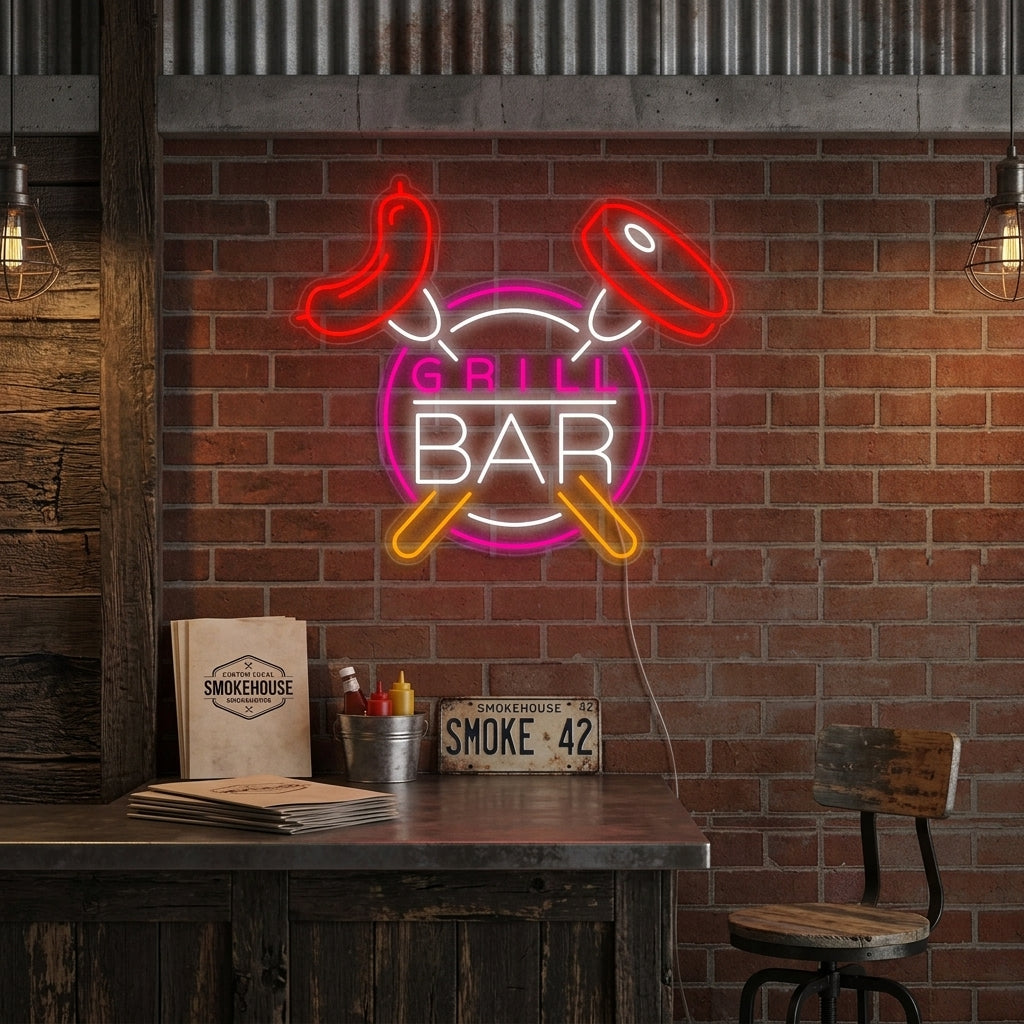"Grill Bar" Neon Sign