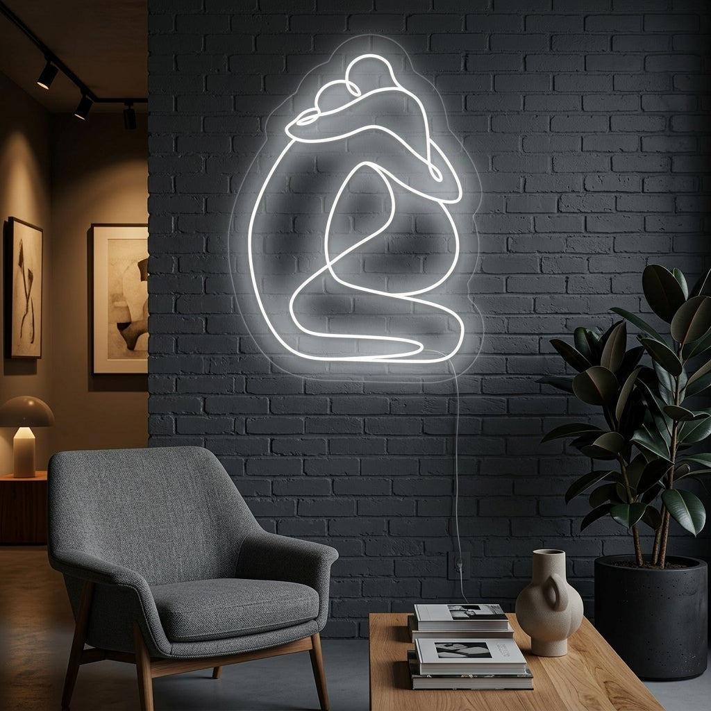 "Abstract Lovers Embrace" Neon Sign