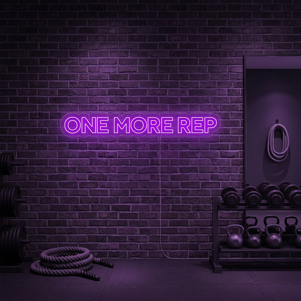 "One More Rep, Gym Decor, Gym Quotes, Fitness Quotes, Workout Quotes" Neon Sign