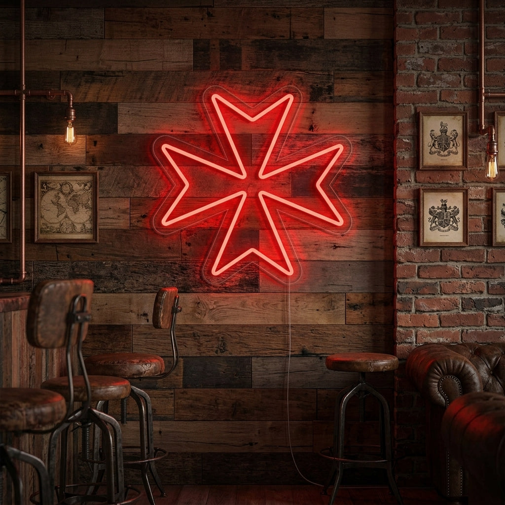 "Maltese Cross" Neon Sign