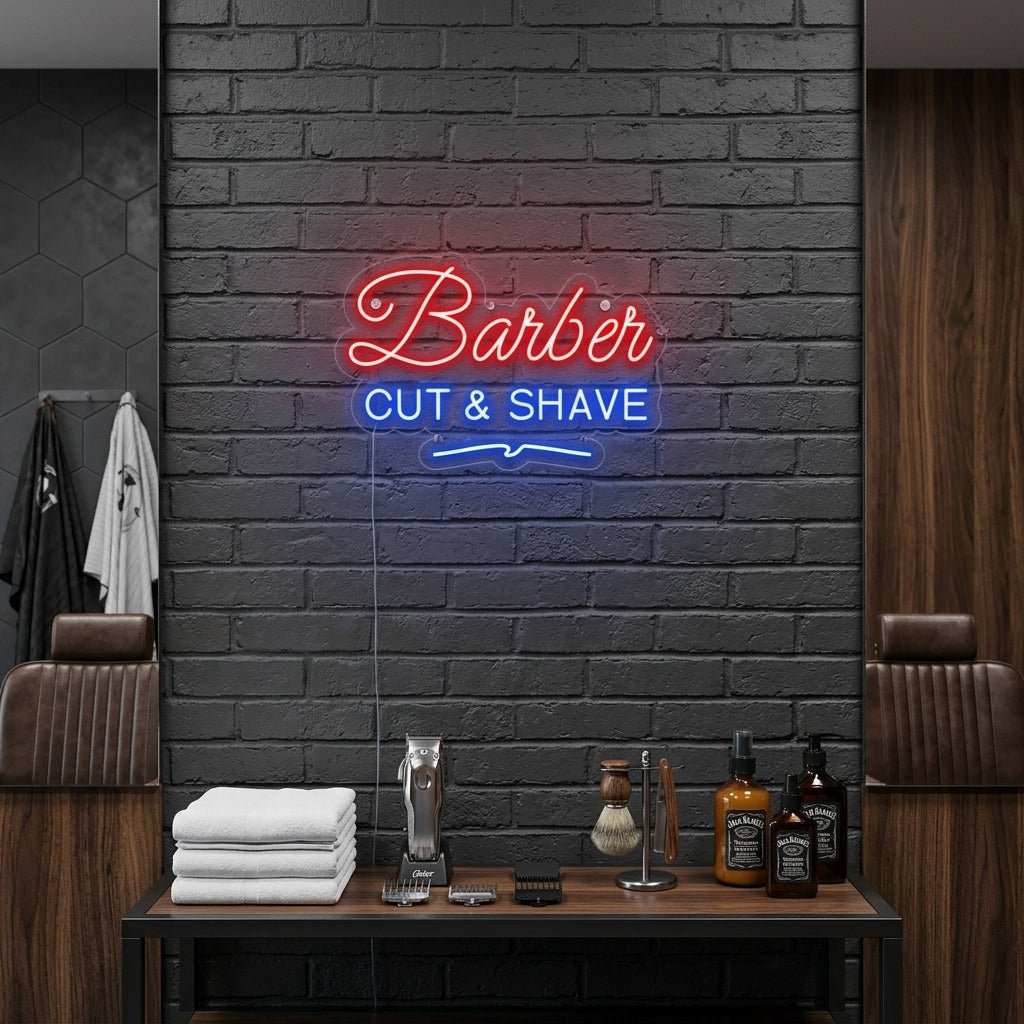 "BARBER CUT SHAVE" Neon Sign