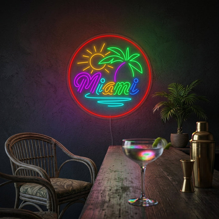 "Miami Florida Beach Bar" Neon Sign