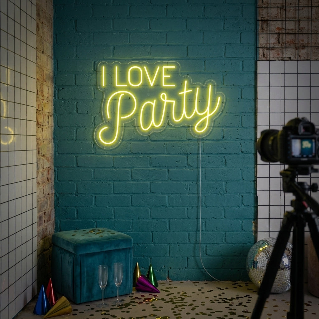 "I Love Party" Neon Sign