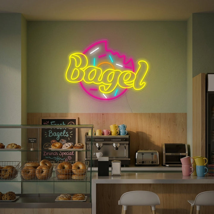 "Bagel for Bakery Cake Shop" Neon Sign
