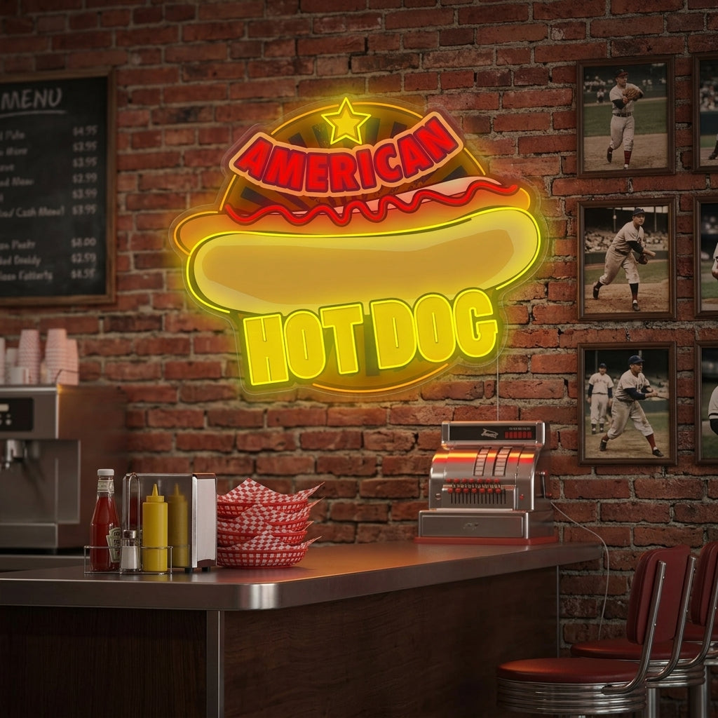 "American Hot Dog" Neon Sign