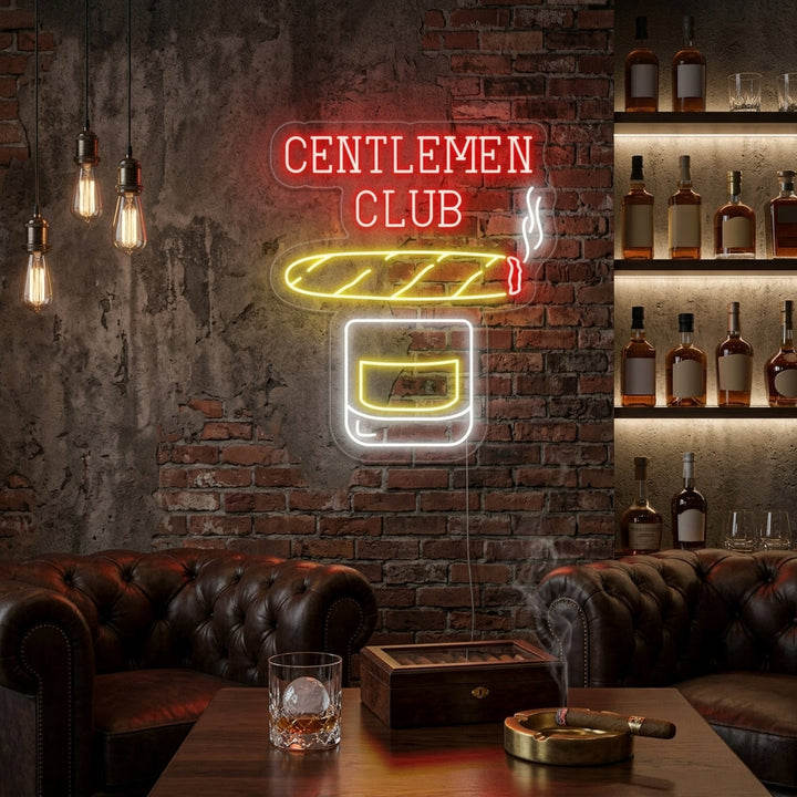 "Gentlemen Club Whiskey Cigar" Neon Sign