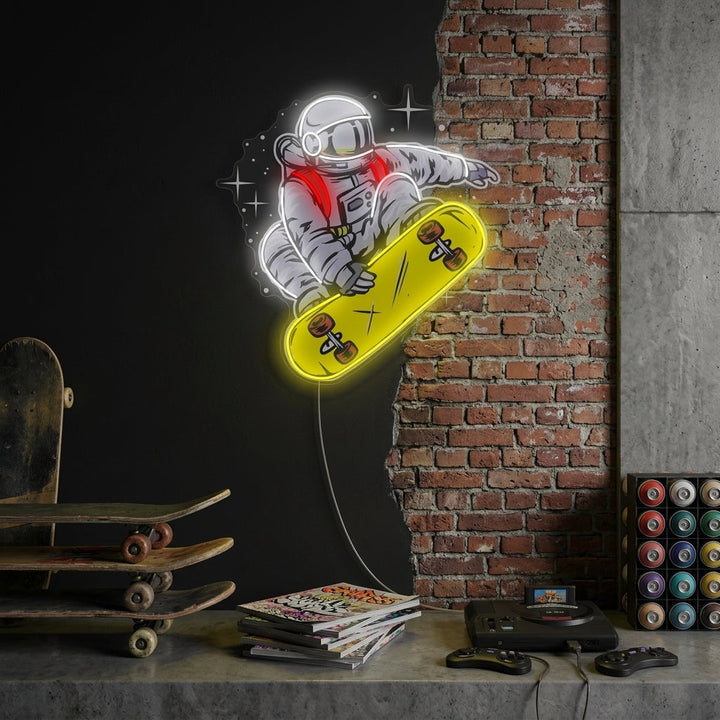 "Astronaut On Skateboard" Neon Sign