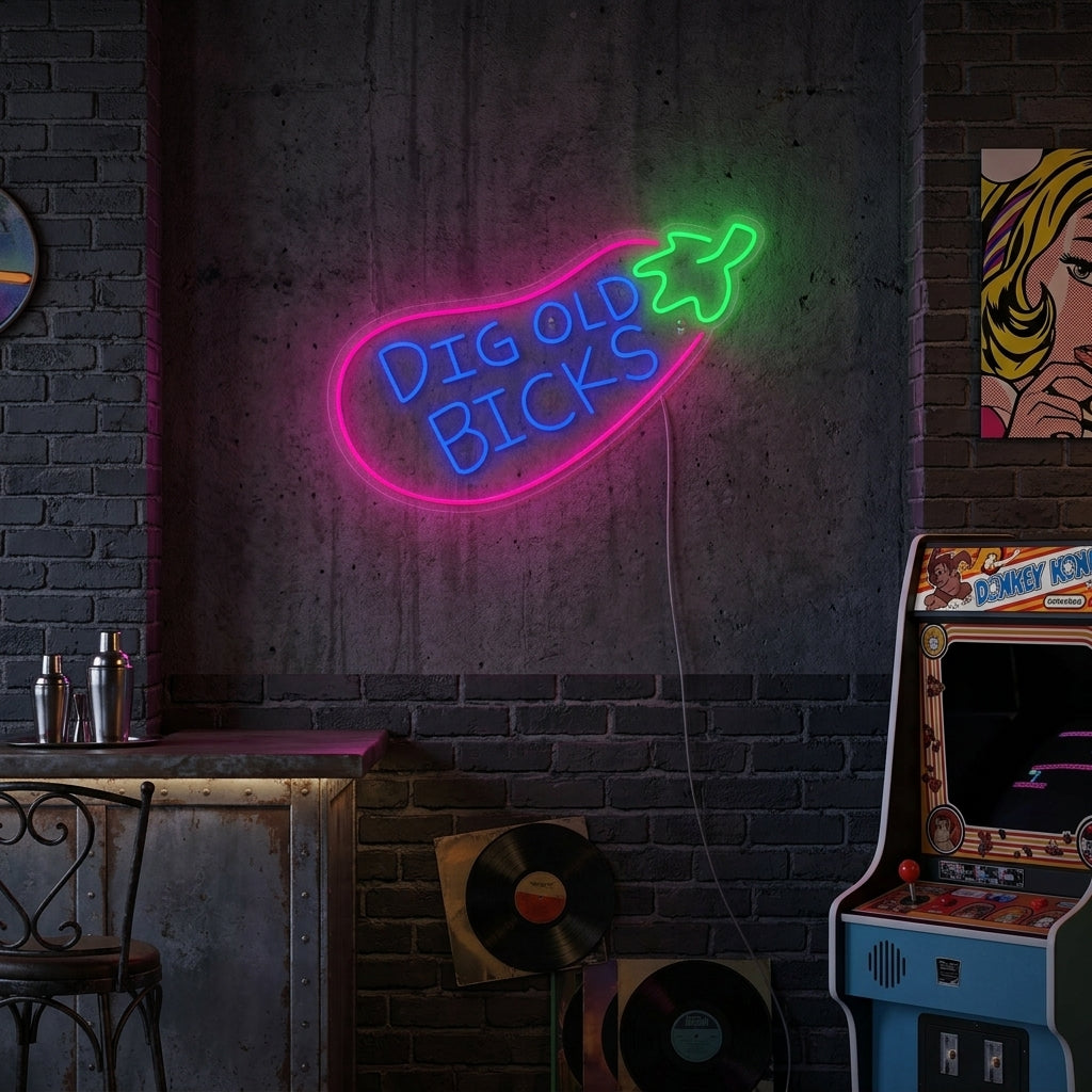"Big Old Bicks Eggplant, TV Show Inspired" Neon Sign