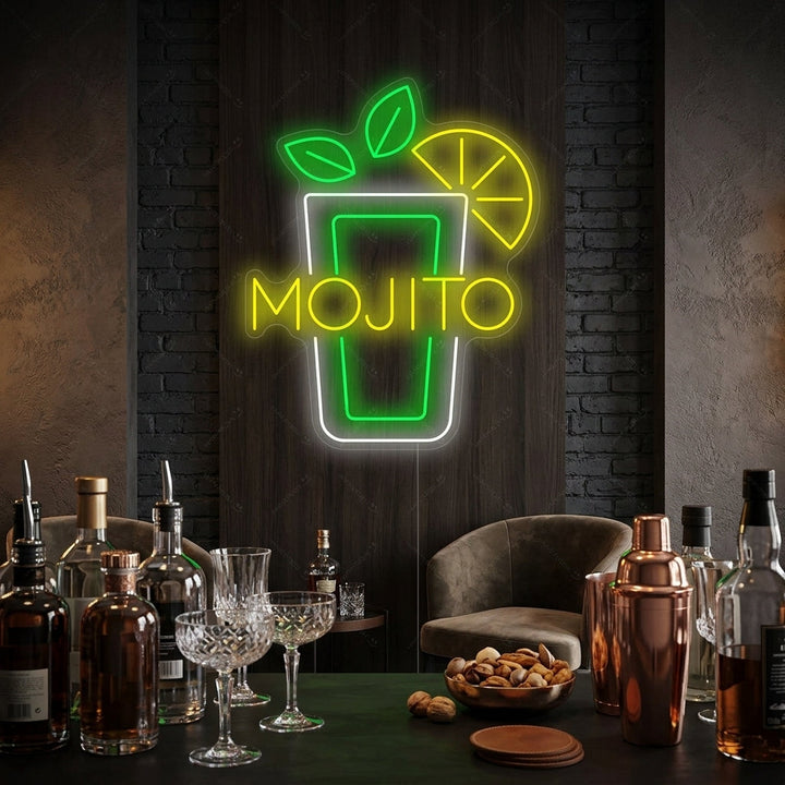 "Mojito Wine Glass" Neon Sign
