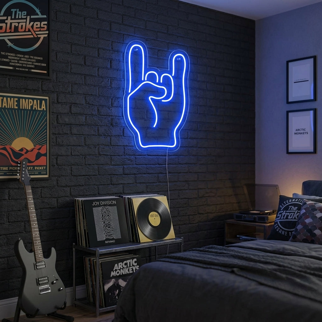 "Rock Hand" Neon Sign