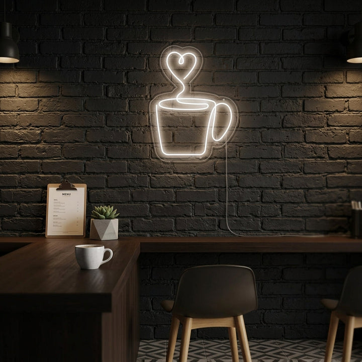 "Heart Coffee Tea Cup" Neon Sign