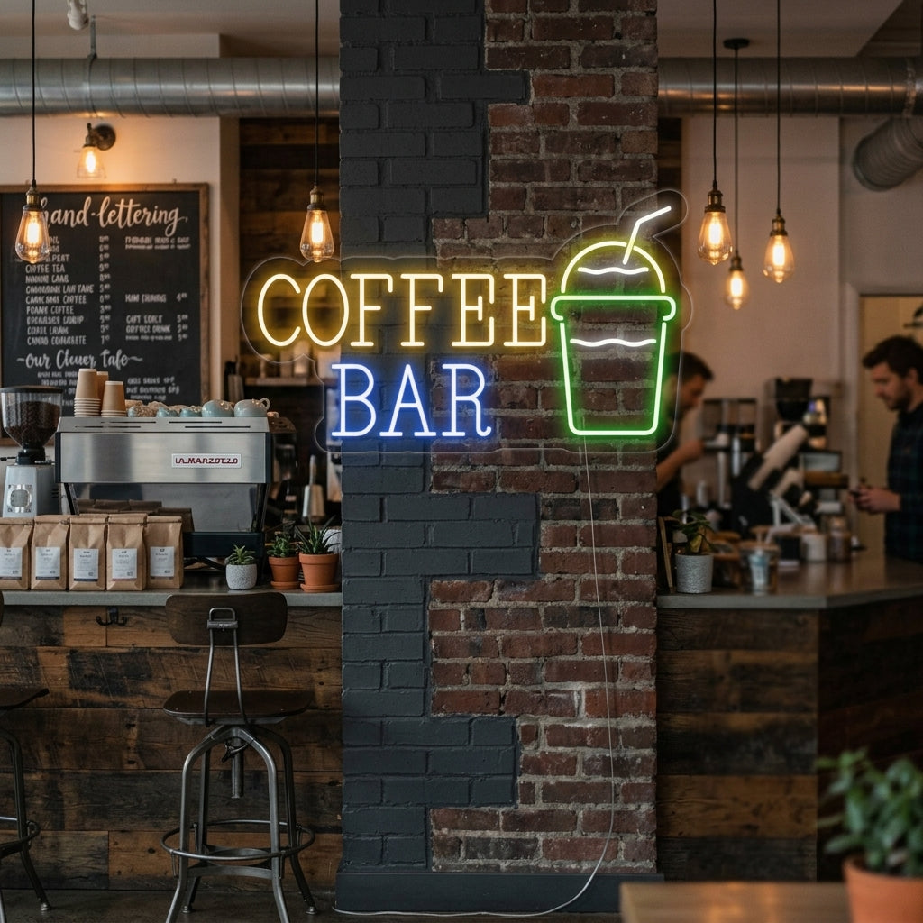 "Coffee Bar with Coffee Cup" Neon Sign