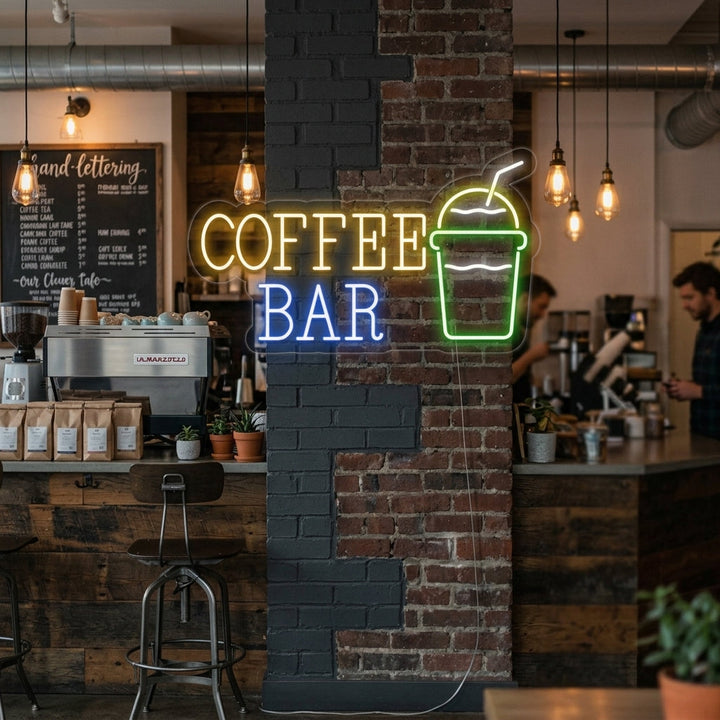 "Coffee Bar with Coffee Cup" Neon Sign