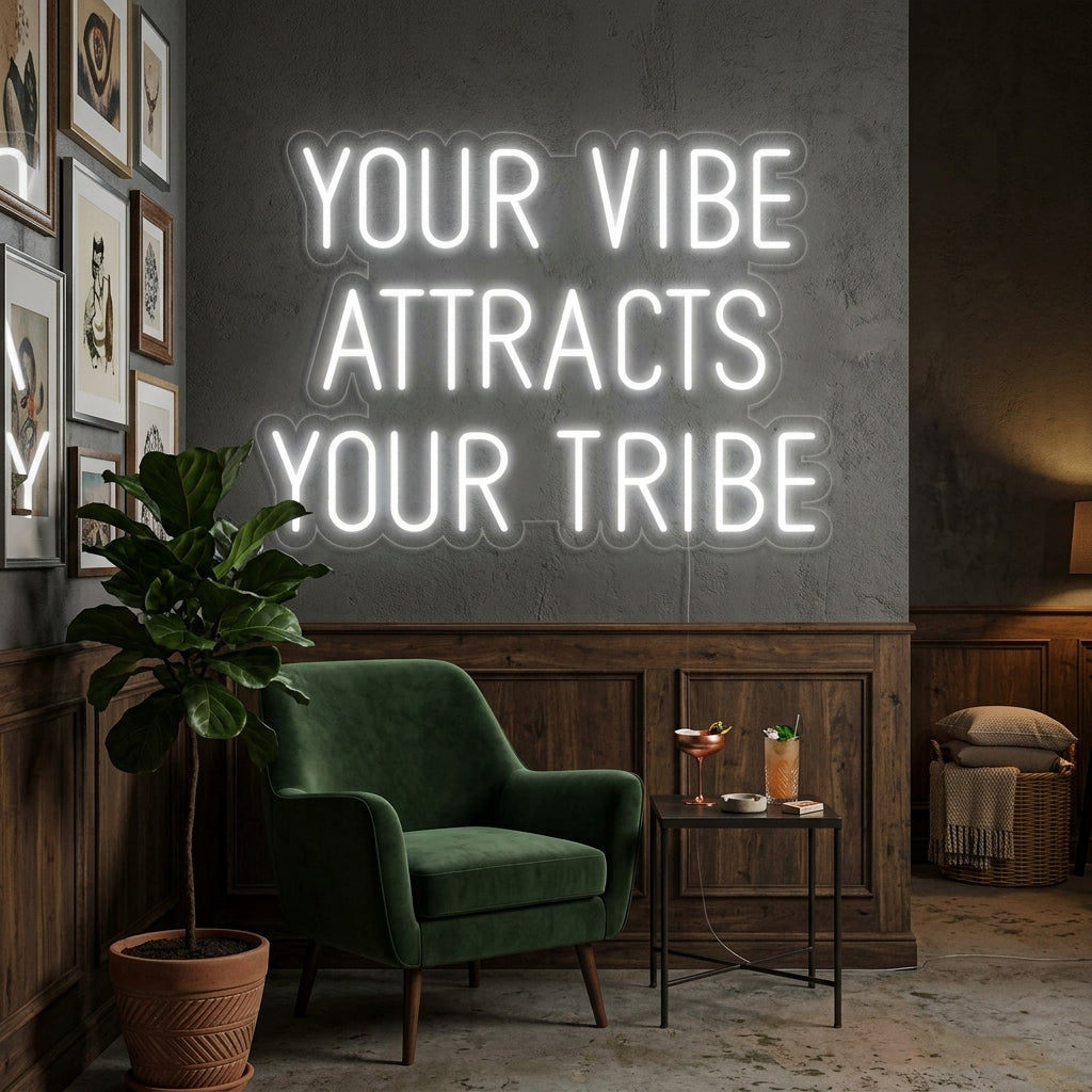 "Your Vibe Attracts Your Tribe Wedding" Neon Sign